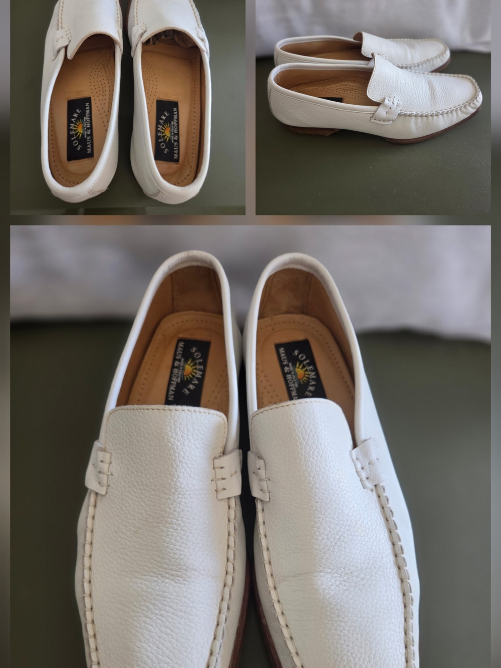 SOLEMARE MAUS & HOFFMAN White Leather Loafers size 8.5